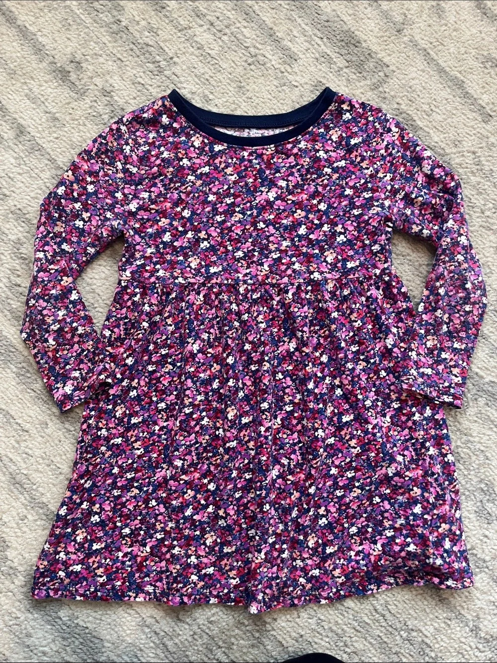 Old Navy Girls Floral Long Sleeve Dress in Navy, Purple and Pink